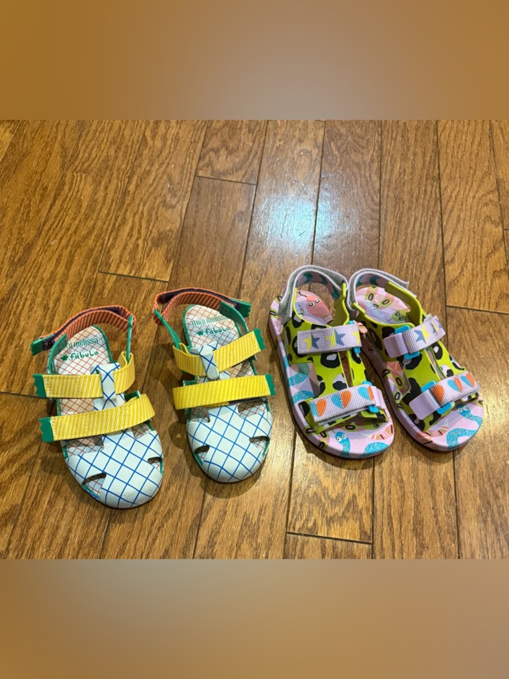 Mini Melissa Colorful Kids Sandal Duo with Yellow Straps